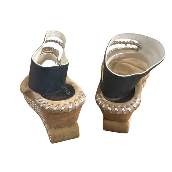 Women 10 Reversibles Modzori Tita 5 Leather Sandals Black White Shoes Wedges - Picture 4 of 9